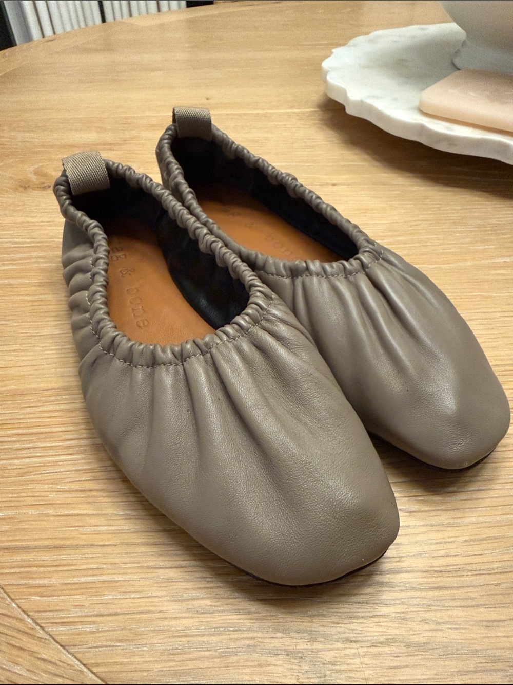 Rag & Bone Warm Grey Soft Leather Ballet Flats Size 8.5